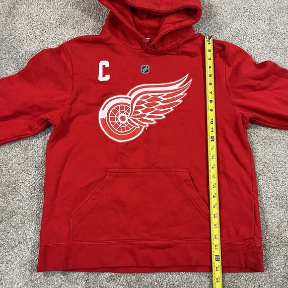 Fanatics Detroit Red Wings Hoodie L Larkin 71 Captain Pullover NHL Red Hooded - Picture 4 of 9